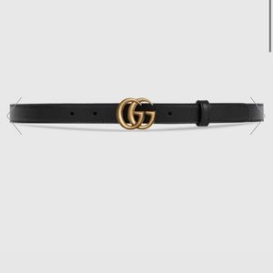 Gucci Black Leather Belt with Gold GG Buckle